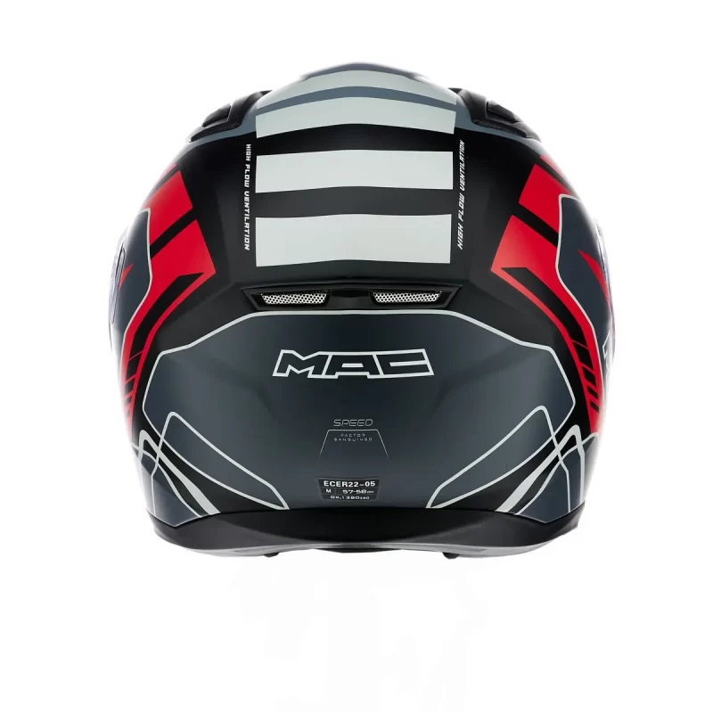 Casco Integral MAC 825 Speed Fleet Negro / Rojo Mate - Imagen 3