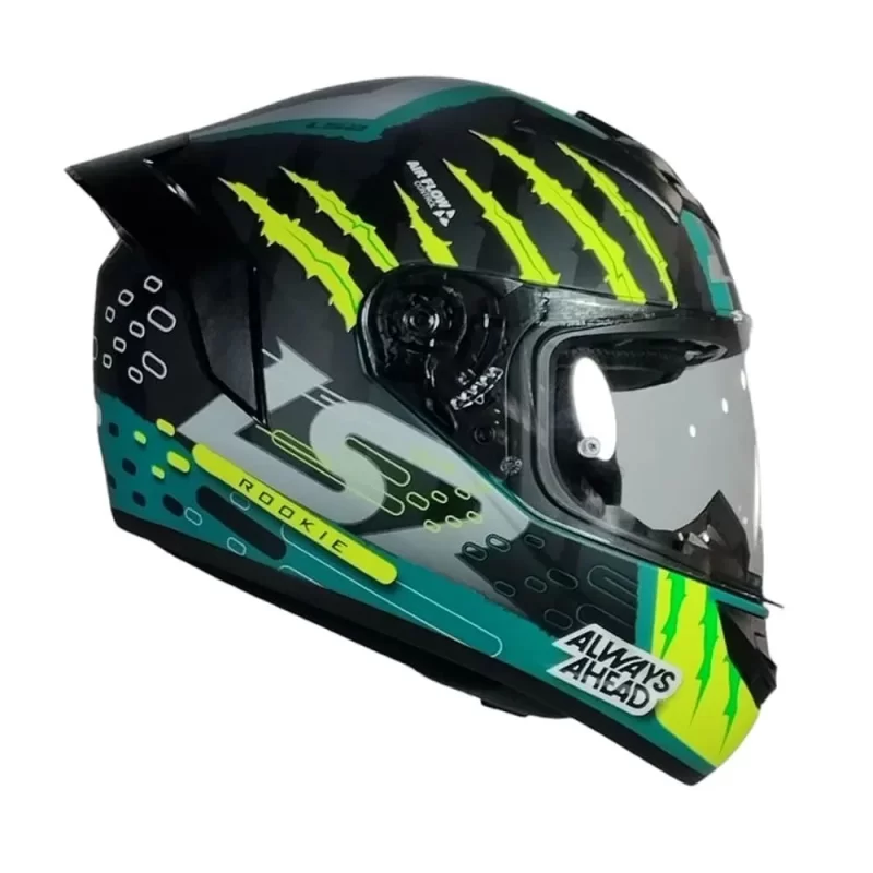 CASCO LS2 352 ROOKIE SKAR NEGRO / AMARILLO MATE CON SPOILER - Imagen 2