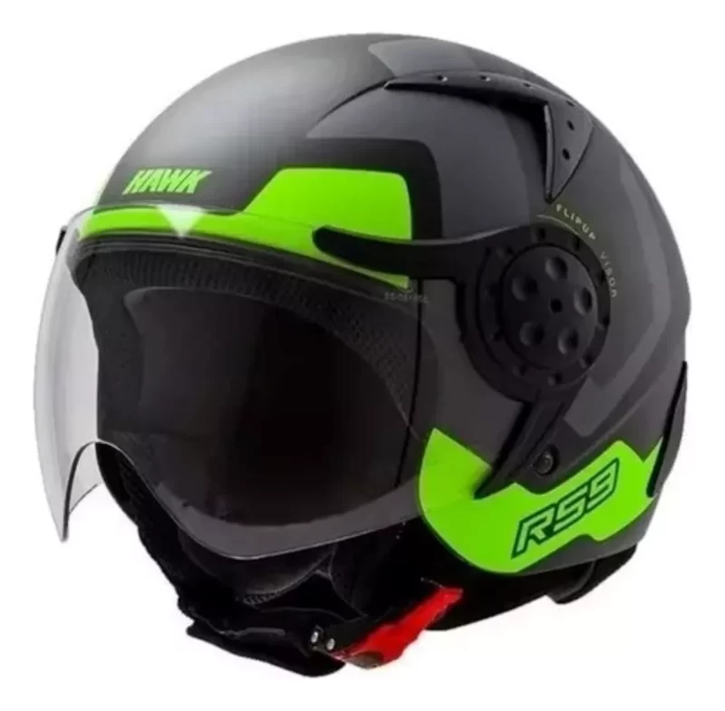 CASCO HAWK RS9 NEGRO Y VERDE FLUOR MATE