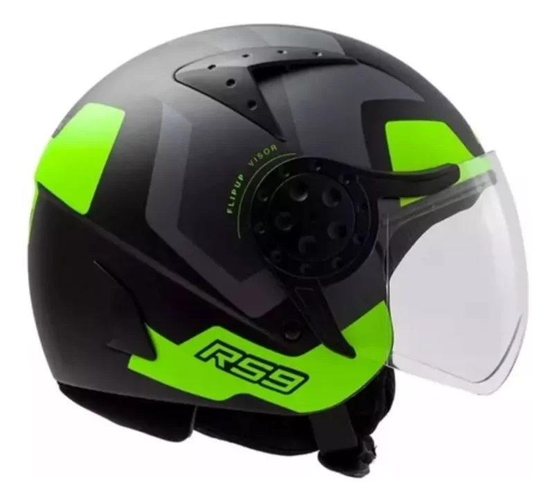 CASCO HAWK RS9 NEGRO Y VERDE FLUOR MATE - Imagen 4