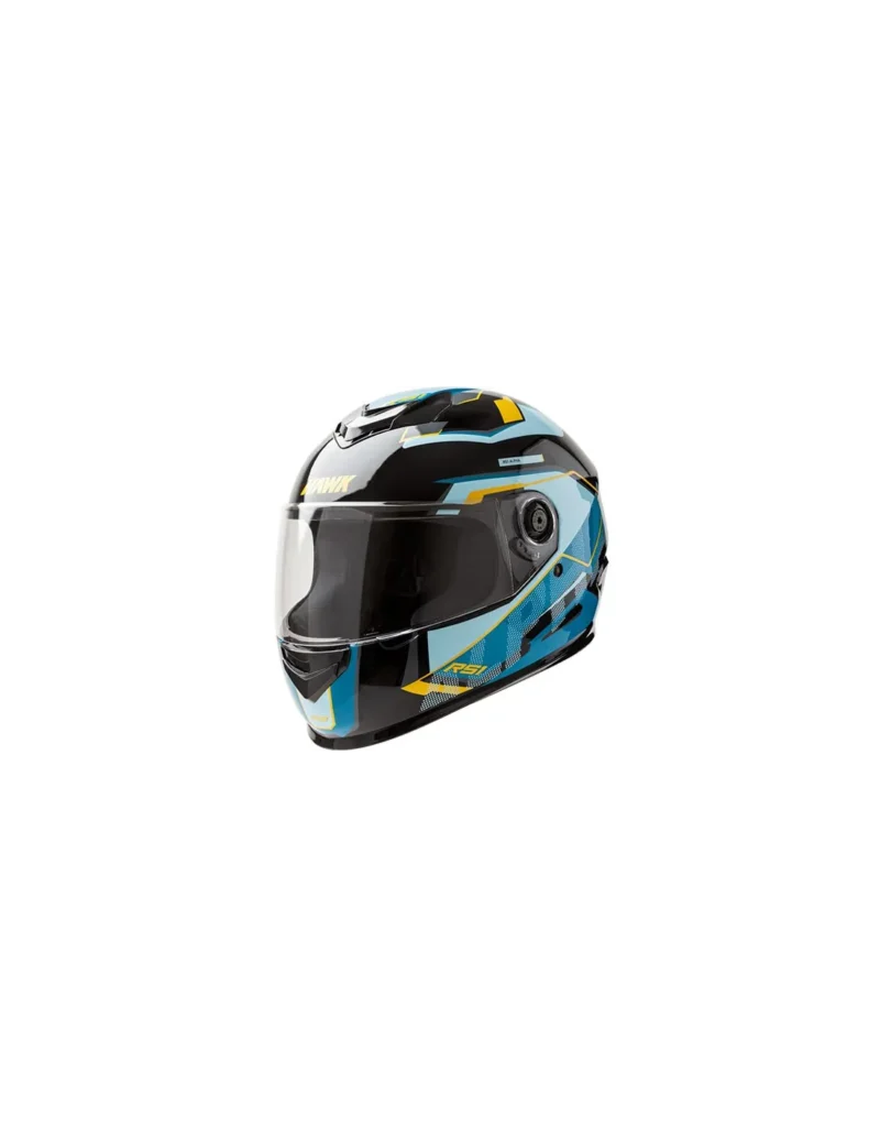 CASCO HAWK RS1 ALPHA NEGRO CELESTE BRILLANTE