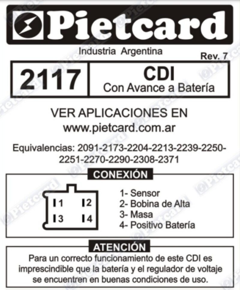 CDI MAVERICK 100 PIETCARD 2117 - Imagen 2