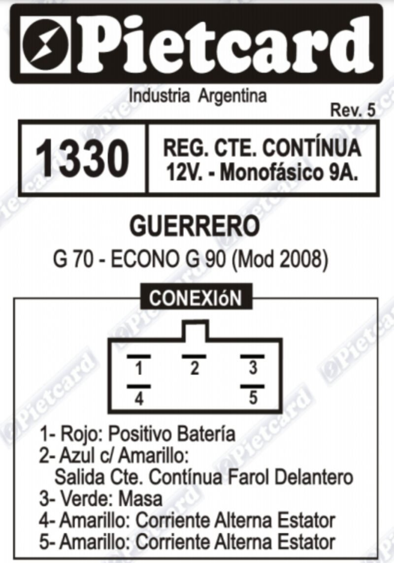 REGULADOR 12V GUERRERO G 90 PIETCARD 1330 - Imagen 4