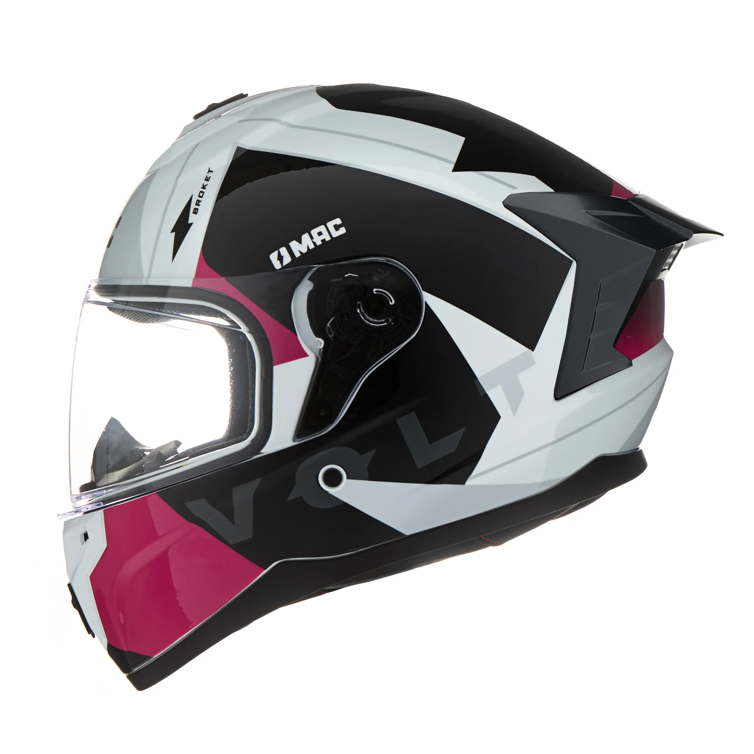 CASCO MAC 070 VOLT BROKET Blanco / Rosa / Brillo - Imagen 3